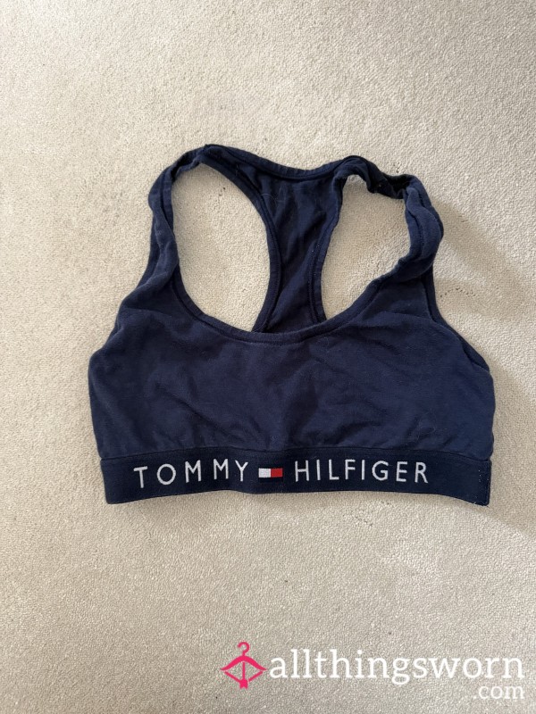 Worn Tommy Hilfiger Sports Bra - Soft, Sweaty & Well-Loved 💙