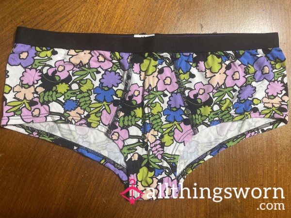 Worn Unwashed MeUndies Small Panties Underwear Purple/Blue Flor*l