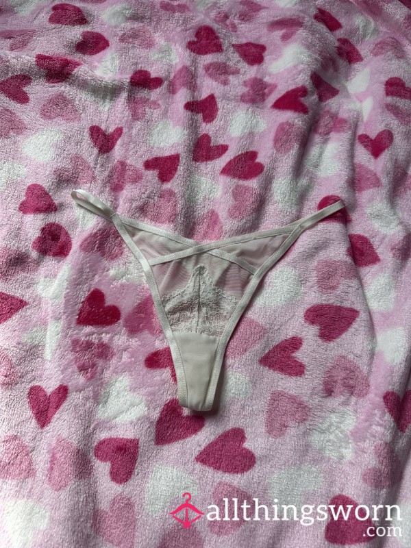 Worn Unwashed See-thru White Thong