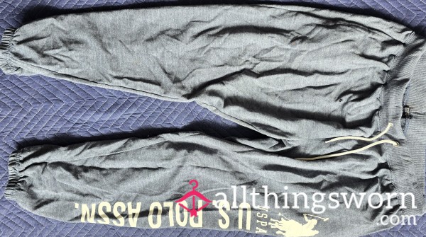 Worn U.S. Polo A**n. Charcoal Sweatpants - Hair Details - 3XL Plus Size Redhead