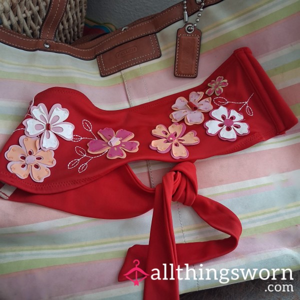 Worn Tie Top Victoria's Secret Flowers Red Small