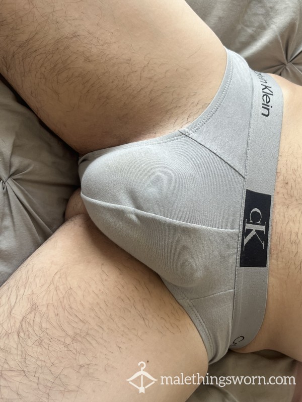 Worn While Being F**ked Grey Calvin Kleins With Hole 😈