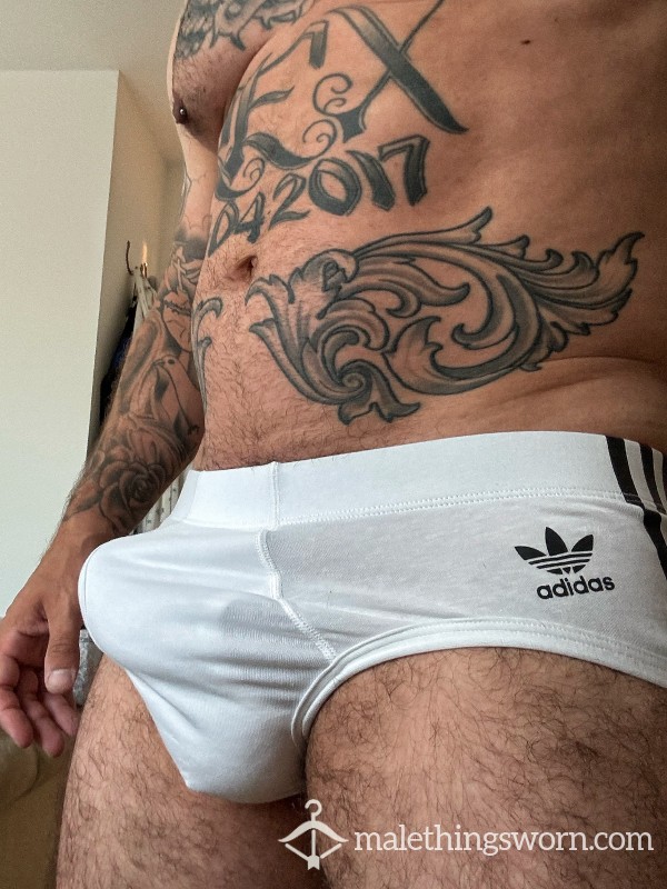 Worn White Adidas Briefs Large