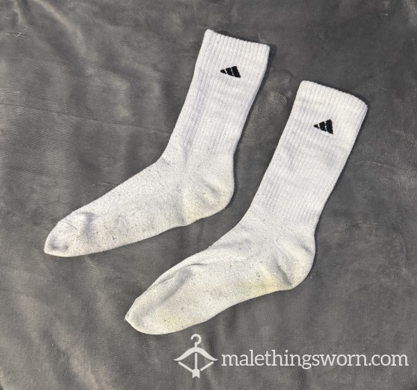 Worn White Adidas Tube Socks – All Day + Night