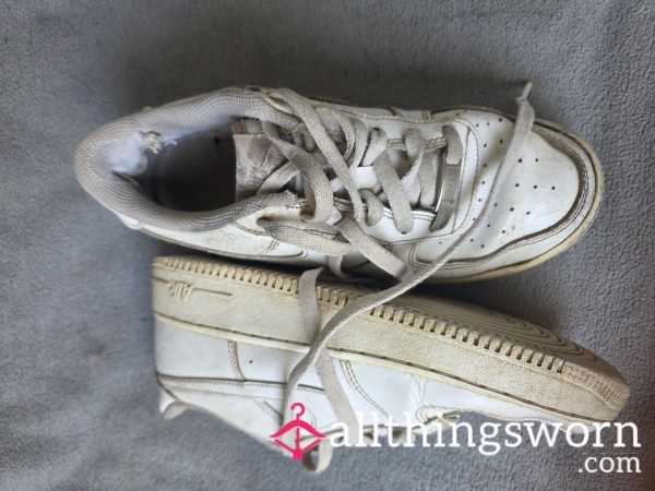 Worn White Air Force 1s, Yellowed Sole