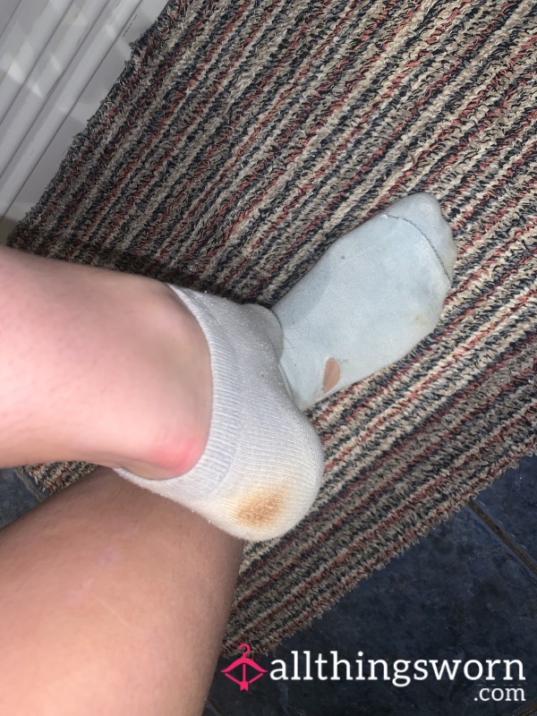 Worn White Ankle Socks
