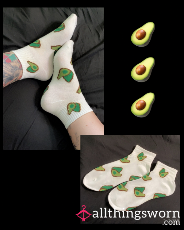 Worn White Avocado Socks 🥑🖤