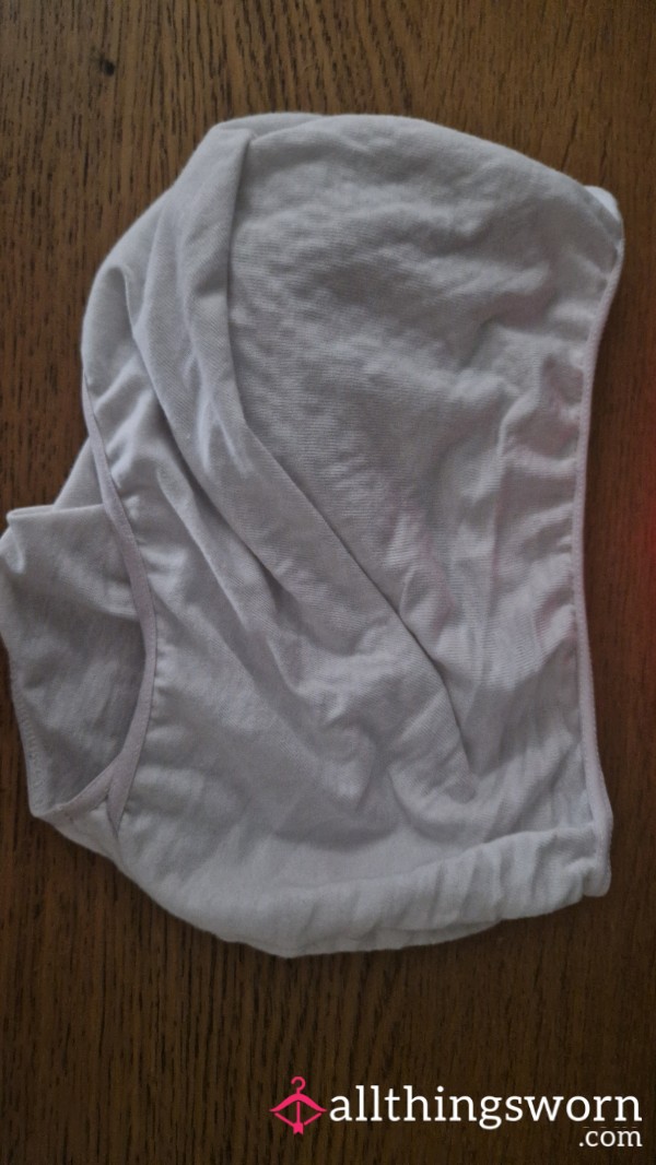 Worn White Cotton Panties - Full Days Wear, Hot Weather.