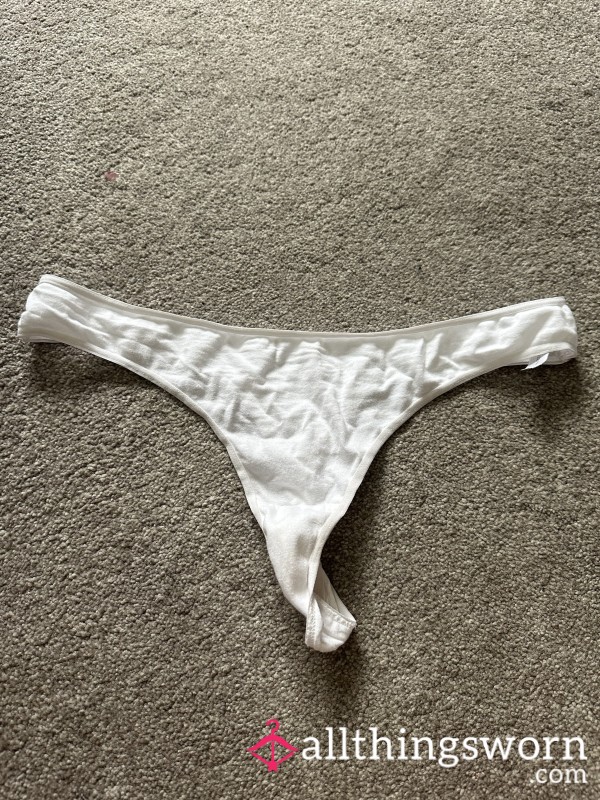 Worn White Cotton Thong