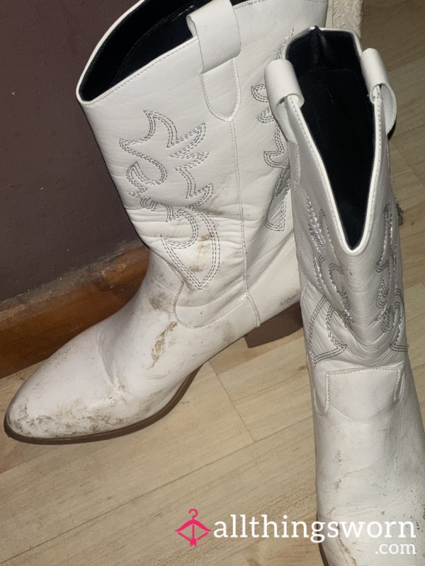 Worn White Cowboy Boots
