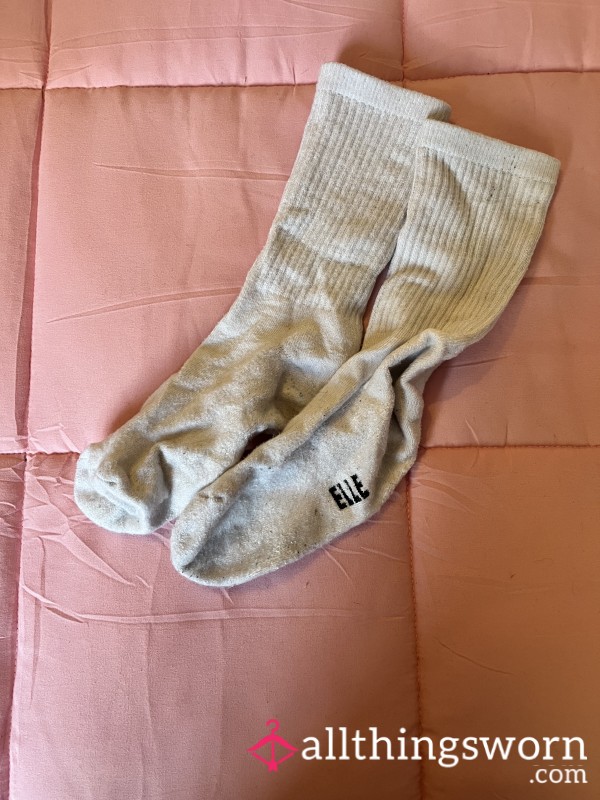 Worn White Elle Gym Socks