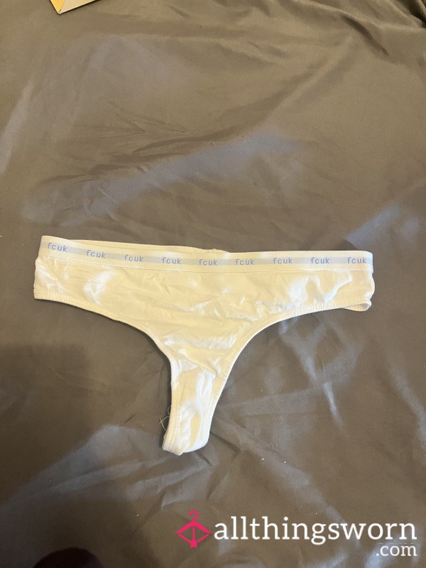 Worn White Fcuk Size Small Thong With Pocket Inside Well Worn