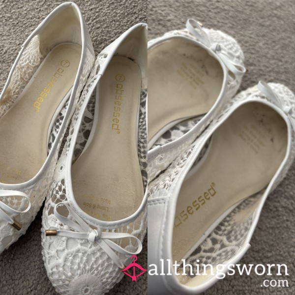 Worn White Flats