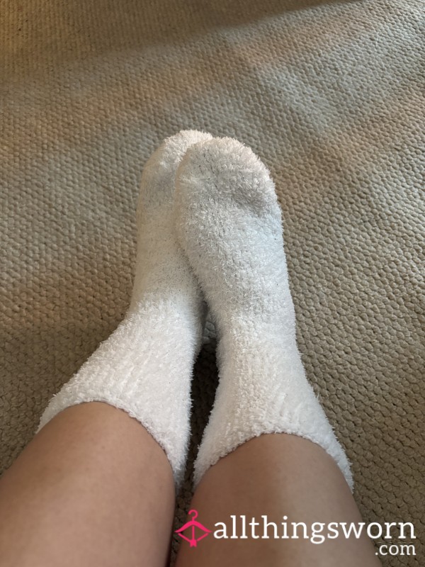 Worn White Fluffy Socks