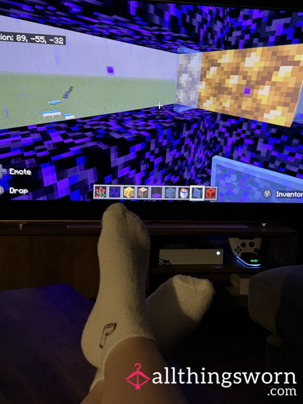 Worn White Fluffy Socks