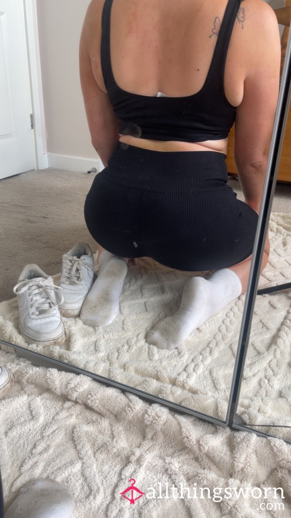 Sweaty Worn White Socks – Fresh From Gym Workout