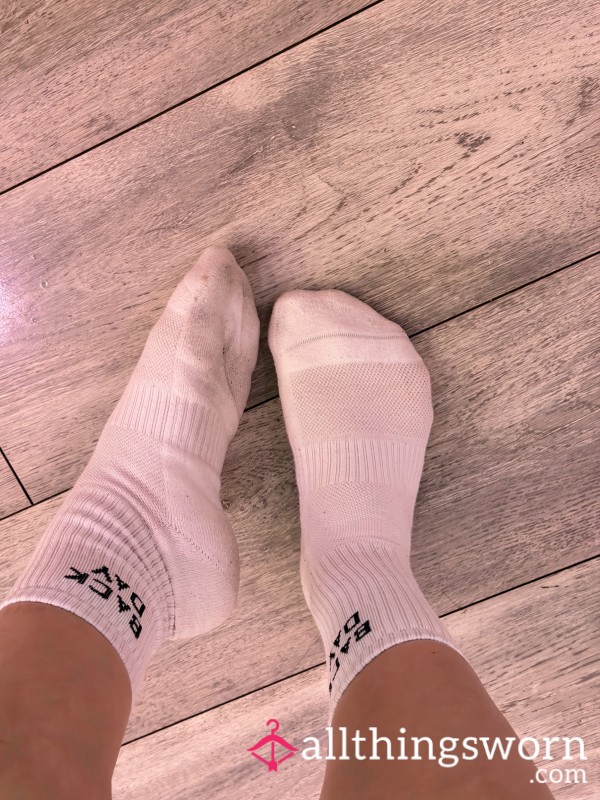 Worn White Gym Socks Post Gym, Soft, Real Wear
