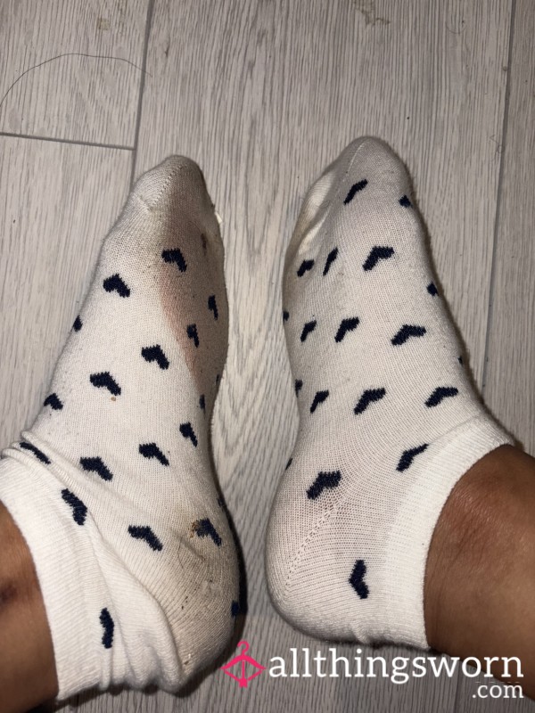 Worn White Heart Socks 💕 Straight From A Busy MILF Life
