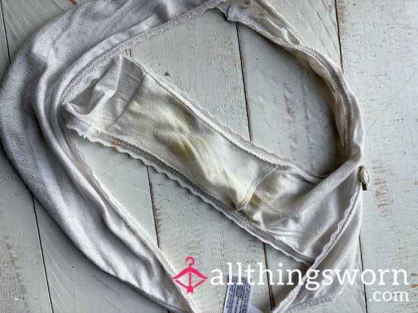 Worn White High Cut Cotton Panties – Soft & Scented 👙✨