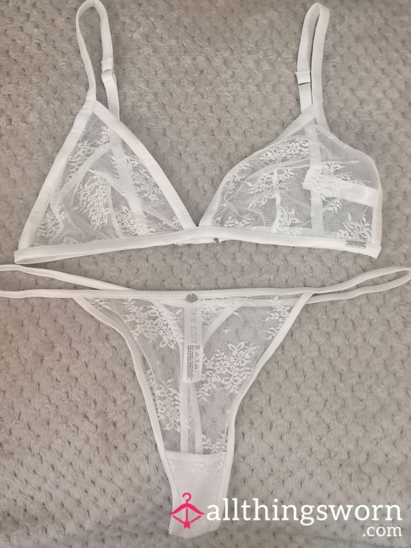Worn White Lace Lingerie Set