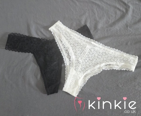 Worn White Lace Thong
