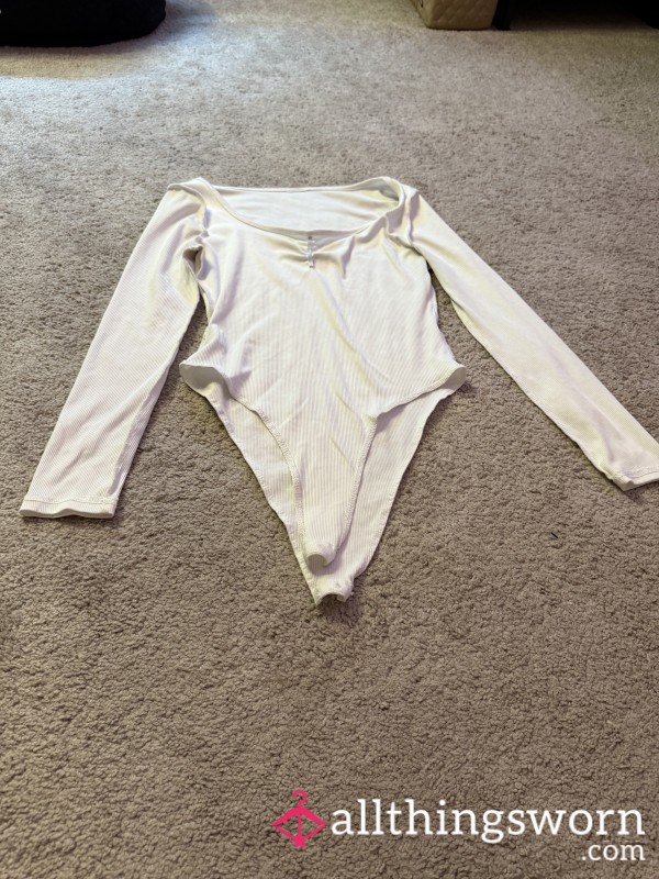 Worn White Long Sleeve Body Suit