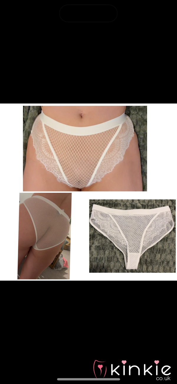 Worn White Mesh Frill Panties 12