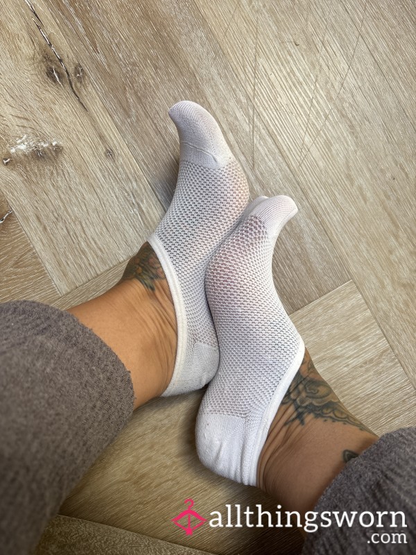 Worn White Mesh Socks
