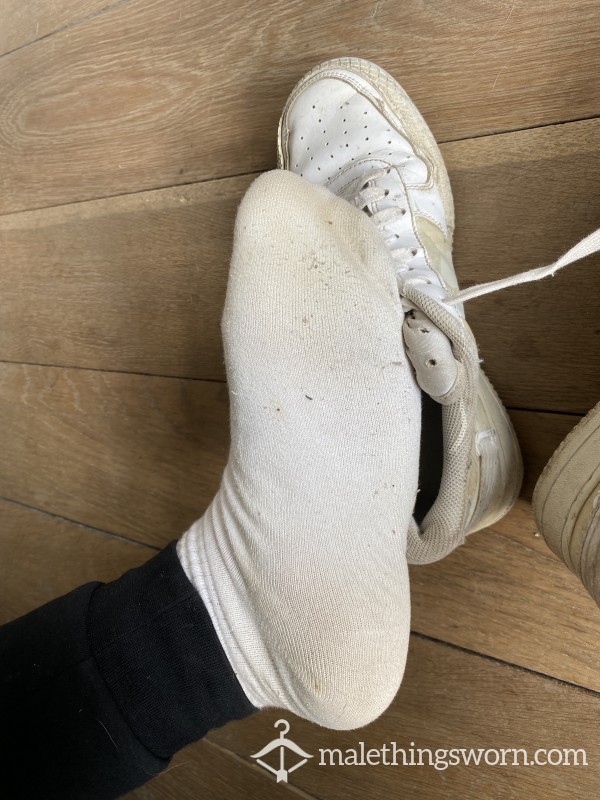 Worn White Nike Crew Socks