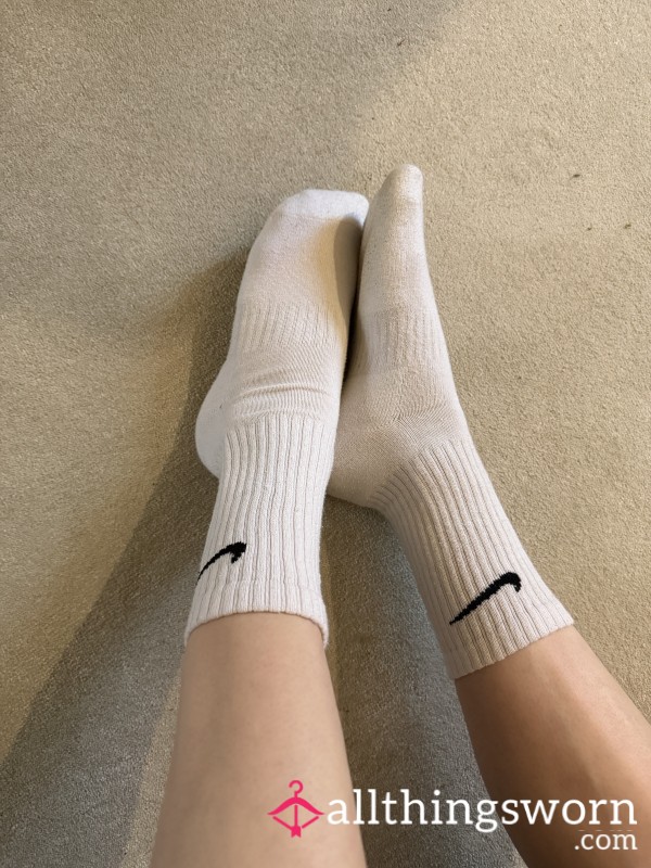 Worn White Nike Socks🖤🤍