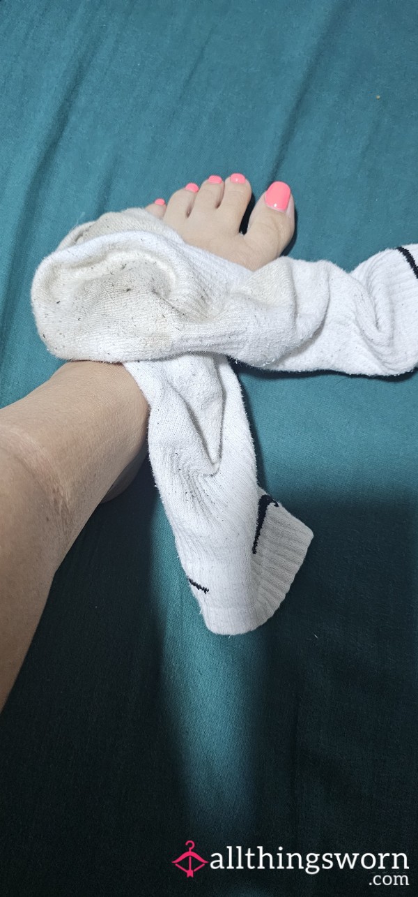 Worn White Nike Socks