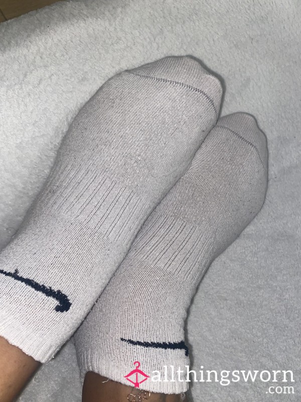 Worn White Nike Socks