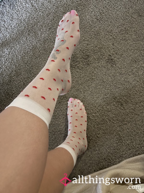 Worn White Nylon Socks