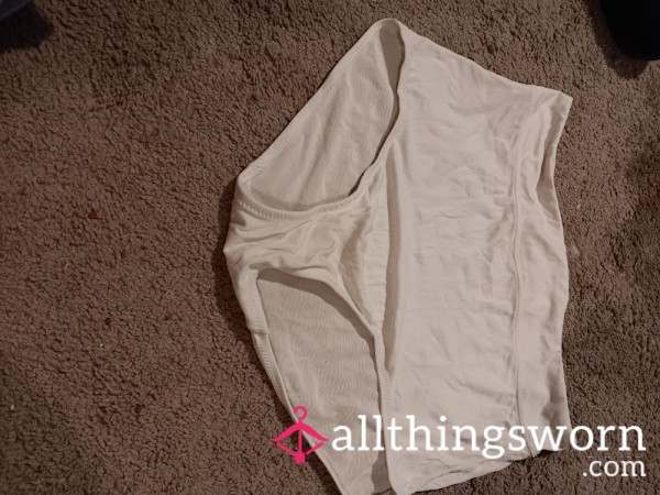 Worn White Ribbed Boyshort Panties – Snug, Soft, And Full Of Natural Heat
