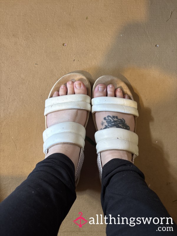 Worn White Sandals