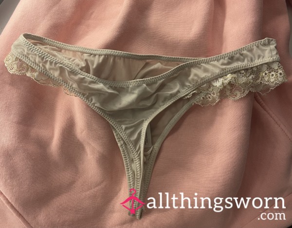 Worn White Silk Lace Panties