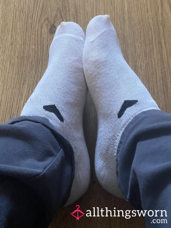 Worn White Socks With Black Heart