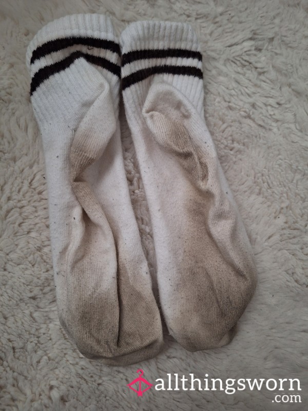Worn White Striped Socks 💕 Strong Scent & All-day Wear,available Today, Can Customize 💕