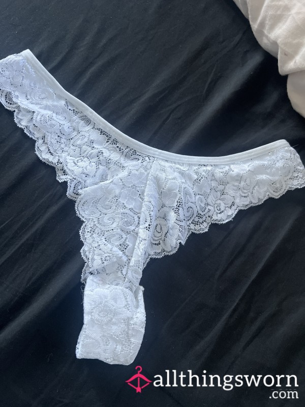 Worn White Thong