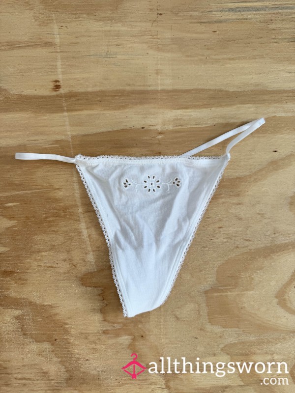 Worn White Thong