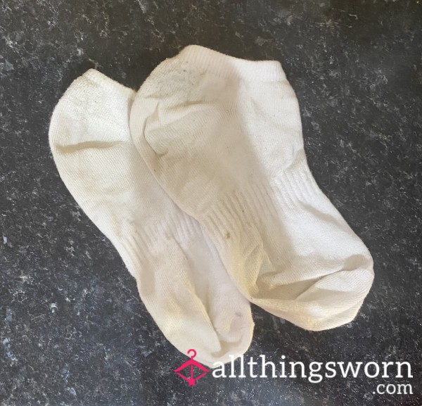 Worn White Trainer Socks, 3 Days Worn
