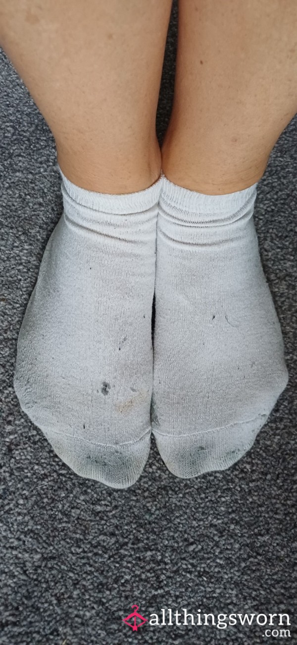 Worn White Trainer Socks | 48+ Hours Continuous Wear | Natural Scent