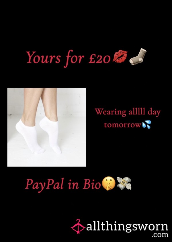 🔥 Worn White Trainer Socks – Soaked In My Scent 🔥