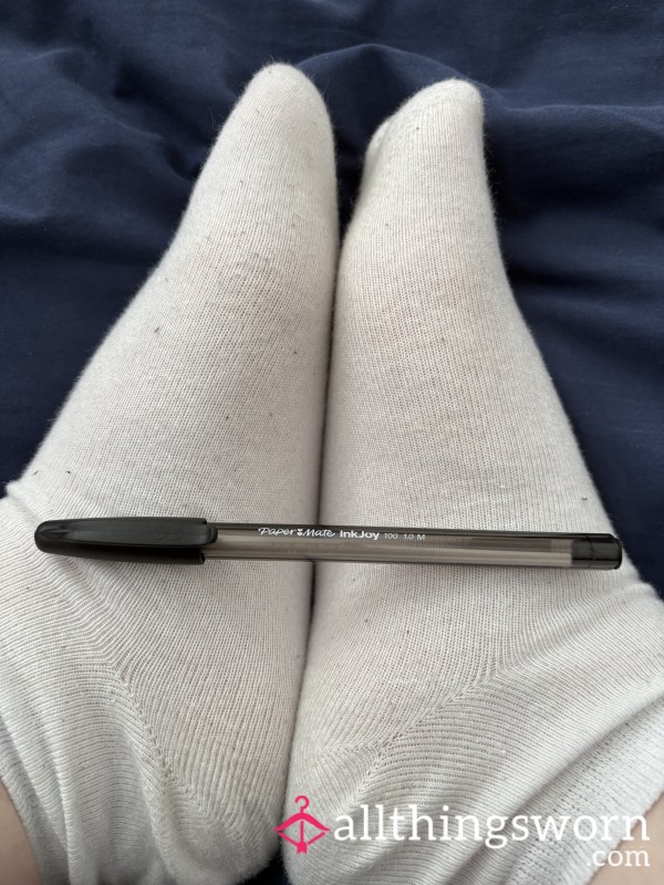 Worn White Trainer Socks With Anything You Want Written On