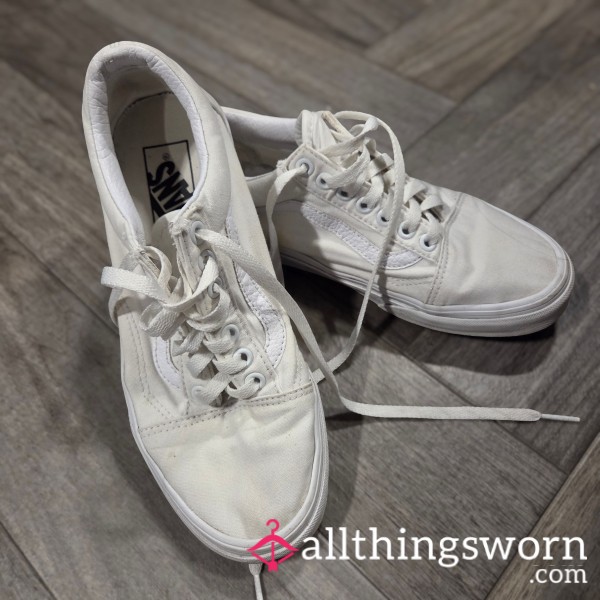 Worn White Vans Sneakers - Women’s 8