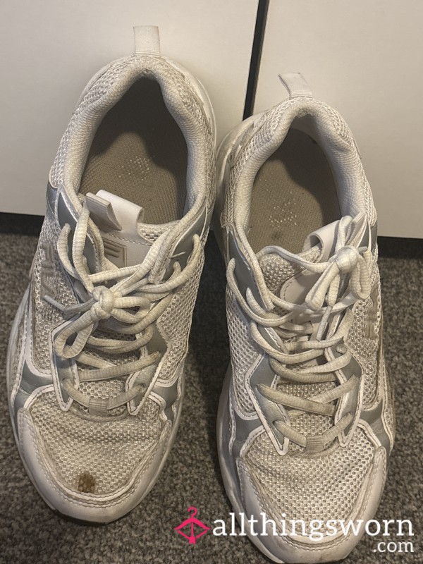 Worn Work Trainers That Are Hot And Sweaty.