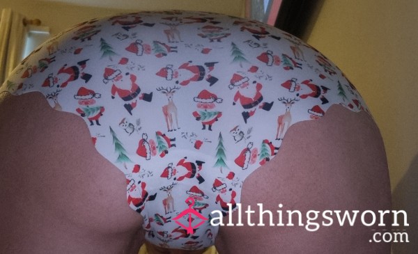 Worn Xmas Full Back Knickers 🎄🤶❤️