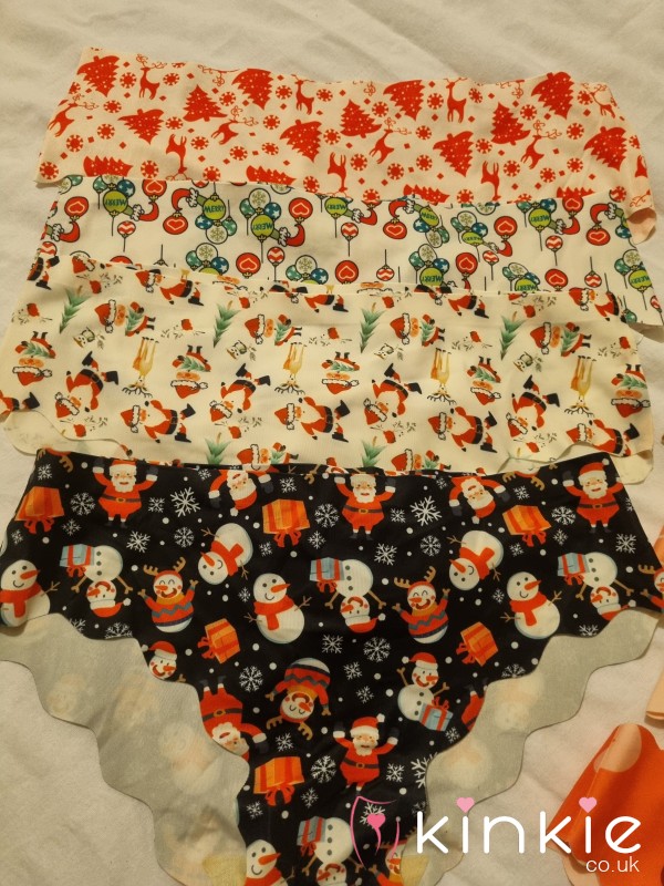 Worn Xmas Full Back Knickers 🎄🤶❤️