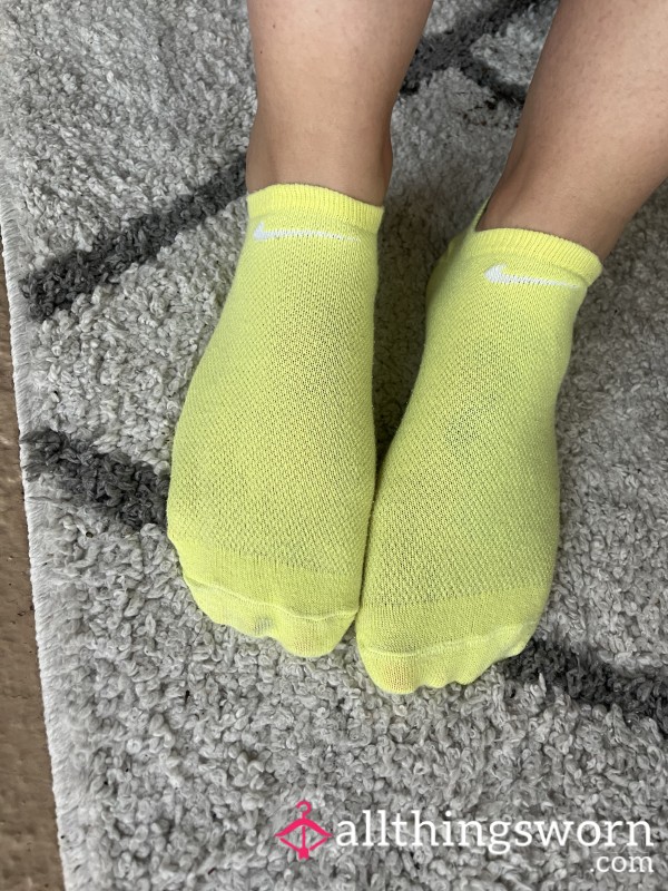 Worn Yellow Nike Ankle Socks
