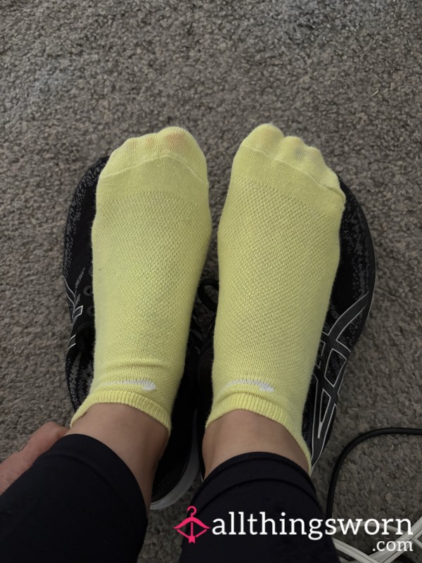 Worn Yellow Nike Ankle Socks